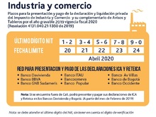 Calendario Tributario ICA vigencia fiscal 2020