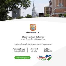 El Secretario de Gobierno Jes&uacute;s Dar&iacute;o Gonz&aacute;les Bola&ntilde;os invitan a la Rendici&oacute;n de Cuentas del Organismo el Jueves 9 de Julio 2020 a las  3:00 PM