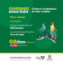 Participa en el foro virtual &ldquo;Cultura ciudadana en dos ruedas&rdquo;, este mi&eacute;rcoles 02 de septiembre.