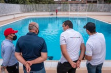 Los deportistas de alto rendimiento contin&uacute;an entrenamientos en la renovada piscina de rugby