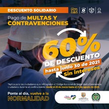 60% de descuento en pago de multas generadas durante el aislamiento obligatorio por covid-19