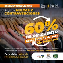 60% de descuento en pago de multas generadas durante el aislamiento obligatorio por covid-19