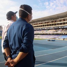 Alcalde Ospina verifica como van las obras en el Pascual Guerrero