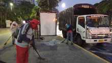Secretar&iacute;a de Infraestructura apoy&oacute; labores de limpieza tras actos de vandalismo