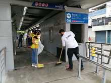 La EMRU, apoya la limpieza de las estaciones del MIO, que acompa&ntilde;an a Ciudad Para&iacute;so.  