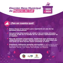 Participa del proceso de postulaci&oacute;n, elecci&oacute;n y posesi&oacute;n de la Mesa Municipal de Mujeres 2021-2024