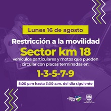 Restricci&oacute;n a la movilidad en el kil&oacute;metro 18 cambi&oacute; de horario