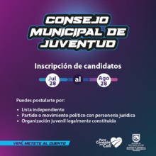 &iexcl;Pilas! Hasta el 28 de agosto puedes postularte como candidato al Consejo Municipal de Juventud