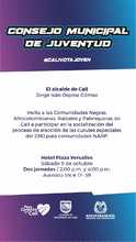 Con j&oacute;venes de comunidades Afro se socializar&aacute; el calendario para elecci&oacute;n de Consejos Municipales de Juventud