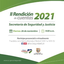 Invitaci&oacute;n a la Segunda Rendici&oacute;n de Cuentas Seguridad y Justicia Noviembre de 2021