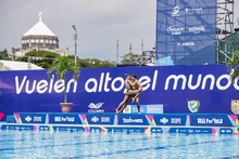 Valentina y Santiago, la pareja mixta colombiana de nado sincronizado de los Panamericanos