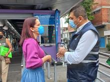 Corredor del MIO de la carrera 15 se pinta de violeta