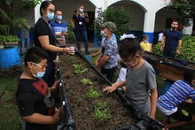 Los estudiantes del Instituto de Ciegos y Sordos sembraron su Huerta por la Vida 