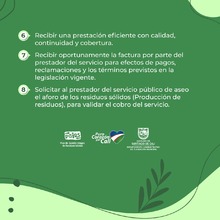 Conozca sus derechos como usuario del sistema p&uacute;blico de aseo 