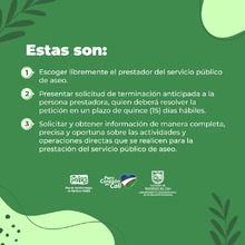 Conozca sus derechos como usuario del sistema p&uacute;blico de aseo 