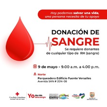 Alcald&iacute;a promueve jornada de donaci&oacute;n de sangre, este lunes 9 de mayo 