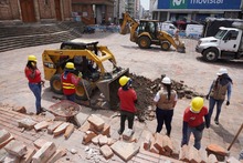 Inician recolecci&oacute;n de materiales en fachada de la Iglesia de San Francisco