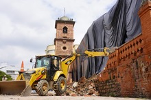 Inician recolecci&oacute;n de materiales en fachada de la Iglesia de San Francisco
