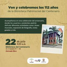 La Biblioteca del Centenario celebrar&aacute; sus 112 a&ntilde;os este viernes