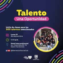 Alcalde de Cali dictar&aacute; la primera clase de Talento una Oportunidad a 300 j&oacute;venes de la ciudad