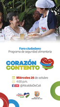 Programa &lsquo;Coraz&oacute;n Contento&rsquo; ser&aacute; el tema del pr&oacute;ximo foro ciudadano de la Alcald&iacute;a