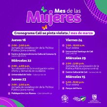 Conozca la programaci&oacute;n del D&iacute;a Internacional de la Mujer en Cali 