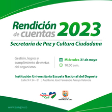 Secretar&iacute;a de Paz y Cultura Ciudadana rendir&aacute; cuentas el 31 de mayo