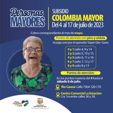 Se inician los pagos del Subsidio Econ&oacute;mico Colombia Mayor