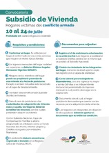 Convocatoria de subsidio para adquisici&oacute;n de vivienda para v&iacute;ctimas del conflicto armado