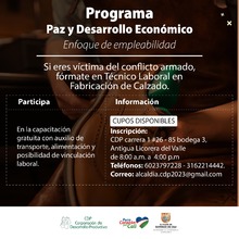 Atenci&oacute;n v&iacute;ctimas del conflicto armado: se agotan cupos para clases de fabricaci&oacute;n de calzado