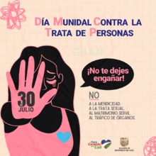 Hoy, &lsquo;Gran Abrazat&oacute;n&rsquo; en conmemoraci&oacute;n del D&iacute;a Internacional contra la Trata de Personas