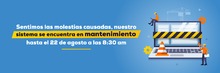 Aviso de sistema en mantenimiento