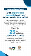 El pr&oacute;ximo 25 de octubre, docentes de Cali se capacitar&aacute;n en &aacute;reas tiflol&oacute;gicas 