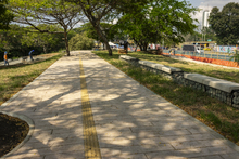 Los senderos del primer tramo orientan el recorrido cultural con una mirada hacia la Avenida 2N y otra al r&iacute;o Cali.