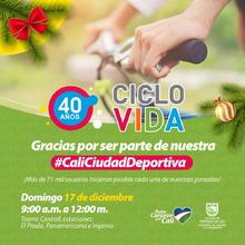 La Ciclovida despide el 2023 con actividad f&iacute;sica y gratitud a sus m&aacute;s de 71 mil usuarios de cada jornada.