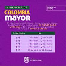  Entre el 26 de abril y el 10 de mayo se pagar&aacute; el subsidio Colombia Mayor   El monto del subsidio es de $80.000 para cada adulto mayor.