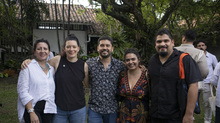 De izquierda a derecha: las productoras Carolina Barrera y Mar&iacute;a Fernanda Barrientos; el director de Estudios Takeshima, Jaime Tenorio; Adriana Agudelo y Sebasti&aacute;n Duque.