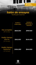 Tarifas Sal&oacute;n de ensayos