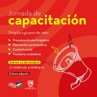 Capacitaci&oacute;n en presupuesto participativo, planeaci&oacute;n participativa, control social y veedur&iacute;a ciudadana
