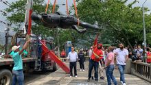 Comienza la instalaci&oacute;n de la estatua de Sebasti&aacute;n de Belalc&aacute;zar