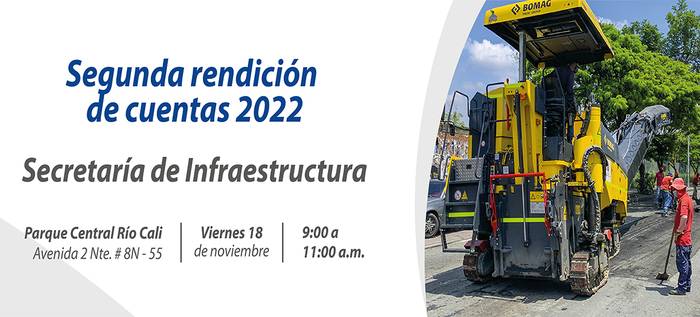 Infraestructura rendir&aacute; cuentas a la ciudadan&iacute;a el pr&oacute;ximo viernes 18 de noviembre
