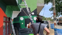Mural de Infraestructura cautiva a propios y visitantes en el Bulevar de Oriente