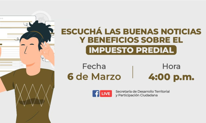 Este jueves 6 de marzo, con&eacute;ctese y conozca los beneficios para el pago del impuesto predial