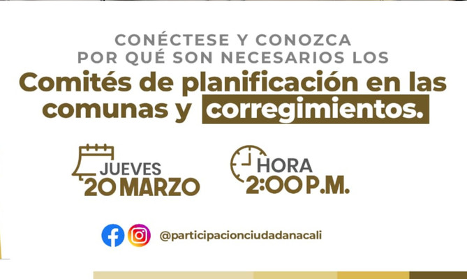 Este jueves 20 de marzo, con&eacute;ctese y conozca la importancia de los comit&eacute;s de planeaci&oacute;n en los territorios