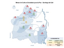 Corregimientos de intervenci&oacute;n de las Mesas de Cultura Ciudadana