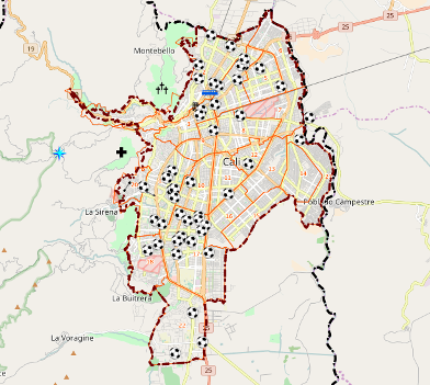 Mapa del mes de marzo – Canchas sintéticas de fútbol en Cali 2017