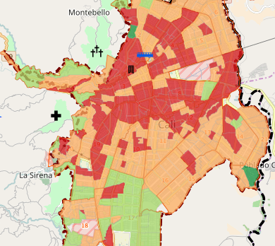 Mapa del mes de abril – Variación porcentual de la población en Cali 2005-2020