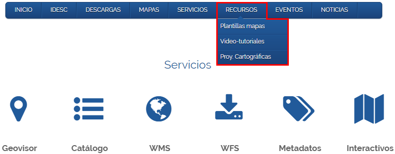 Nueva sección de Recursos en el Geoportal IDESC