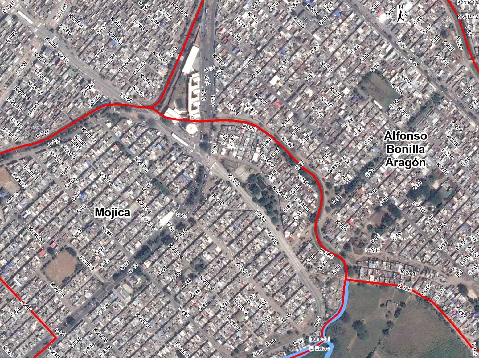 Imagen del caño Figueroa en el límite sur del barrio Alfonso Bonilla Aragón.