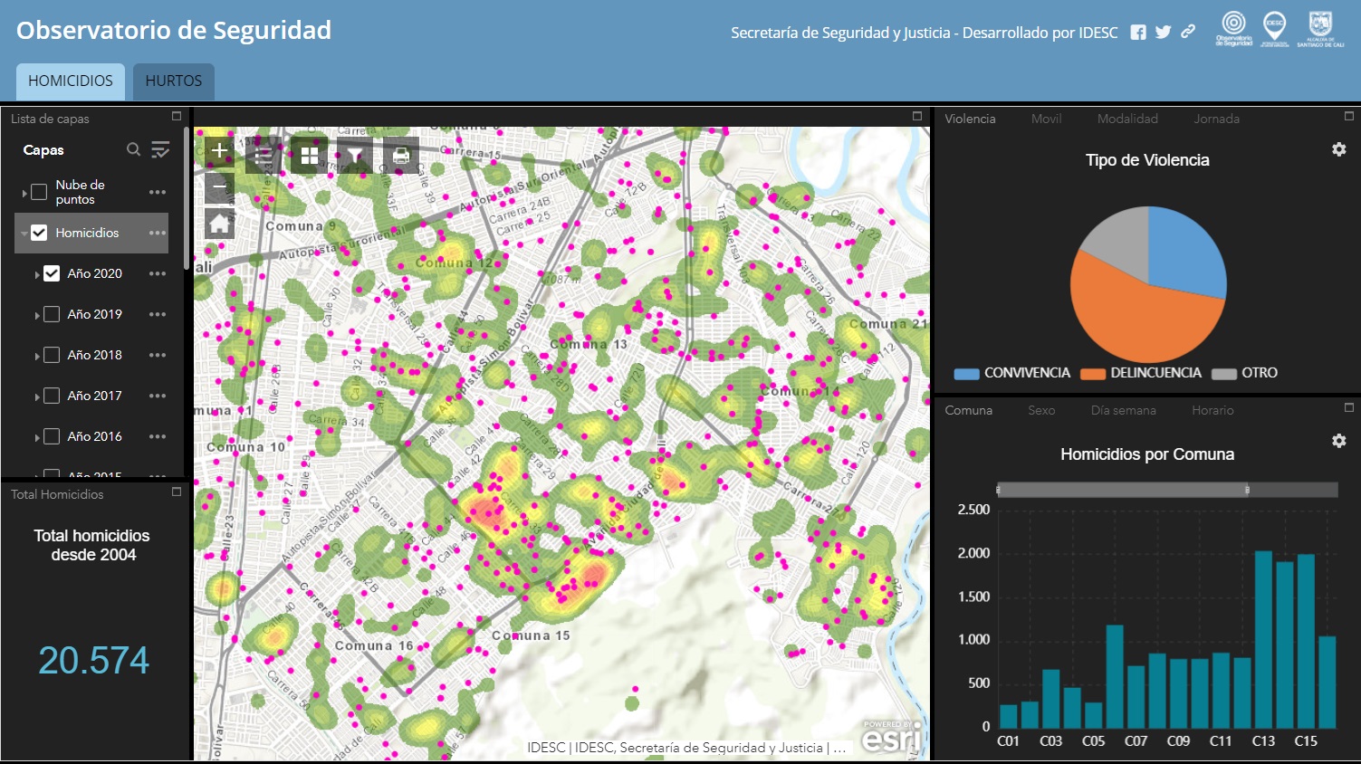 Imagen del Geovisor IDESC donde se muestra el mapa del Distrito.